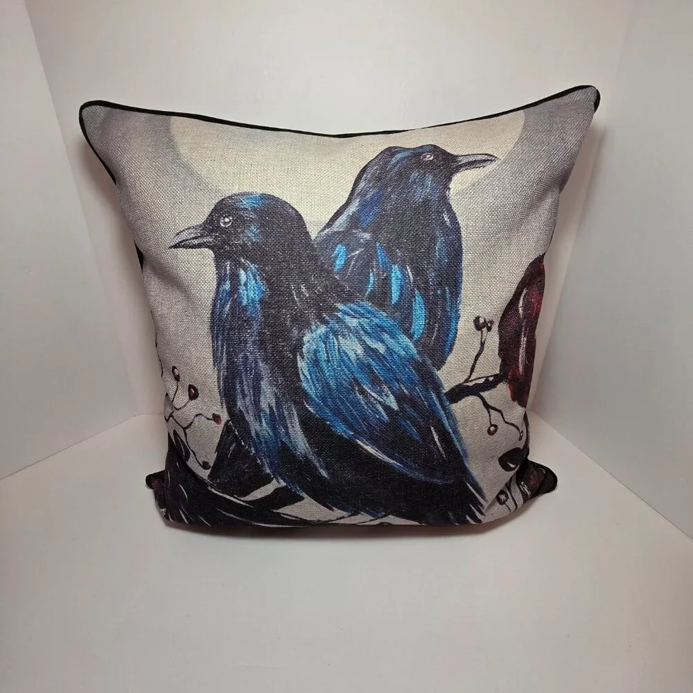 Crow Pillow Cover - Artwork by Angie Bryan - Picture 3 of 3